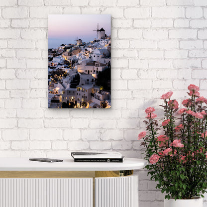 Greece Santorini Oia Castle Windmill Evening 40x60cm Metal Print Ready to Hang