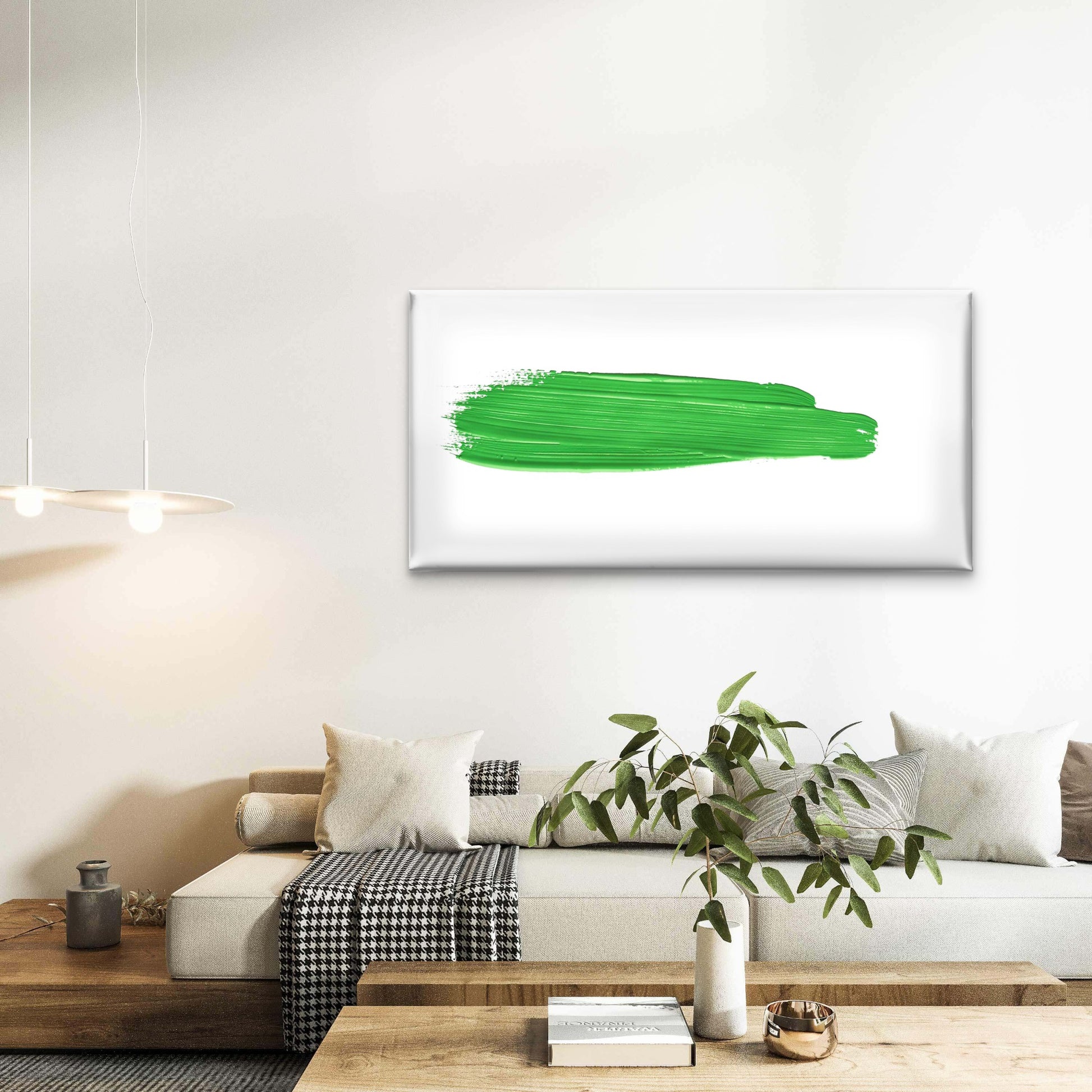 Abstract Green Chroma Brush Wall Art Canvas Office Home Room Framed 120x60cm - Bella Home Decor