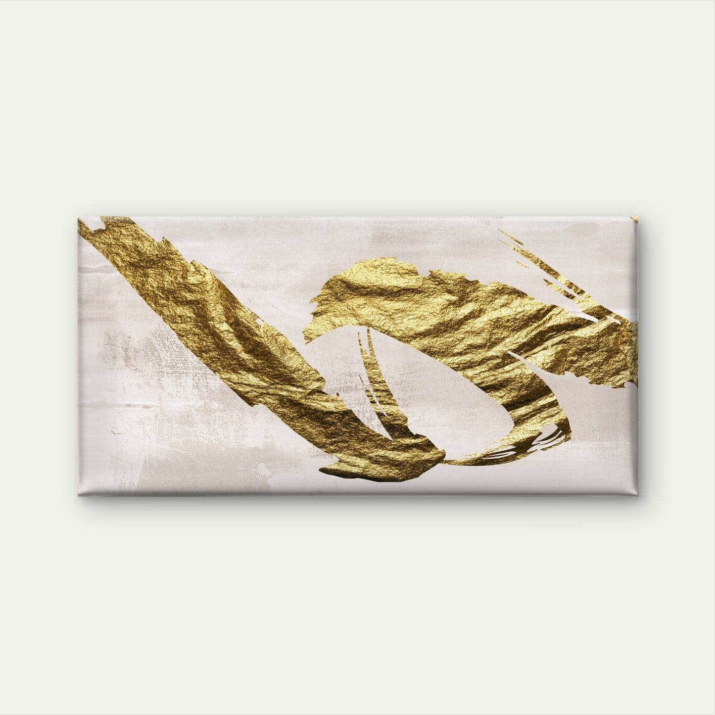 Abstract Gold Leaf Foil Brush Stroke Wall Art Canvas Office Home Framed 120x60cm
