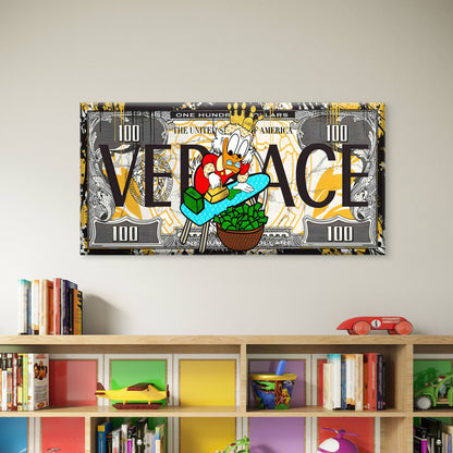 Rich Duck Currency Pattern Wall Art Canvas Office Home Room Framed 120x60cm - Bella Home Decor