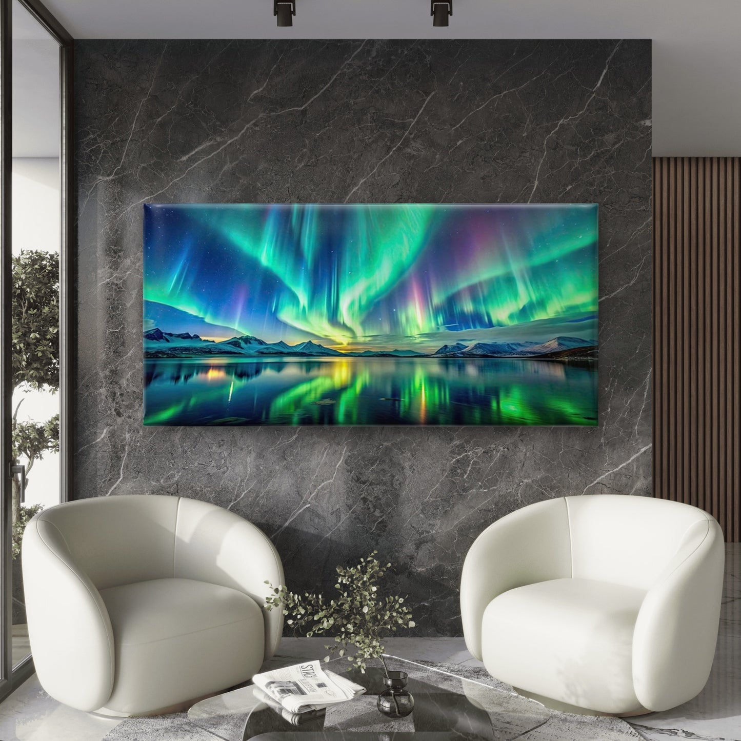 Vibrant Northern Lights Dance Wall Art Canvas Office Home Room Framed 120x60cm