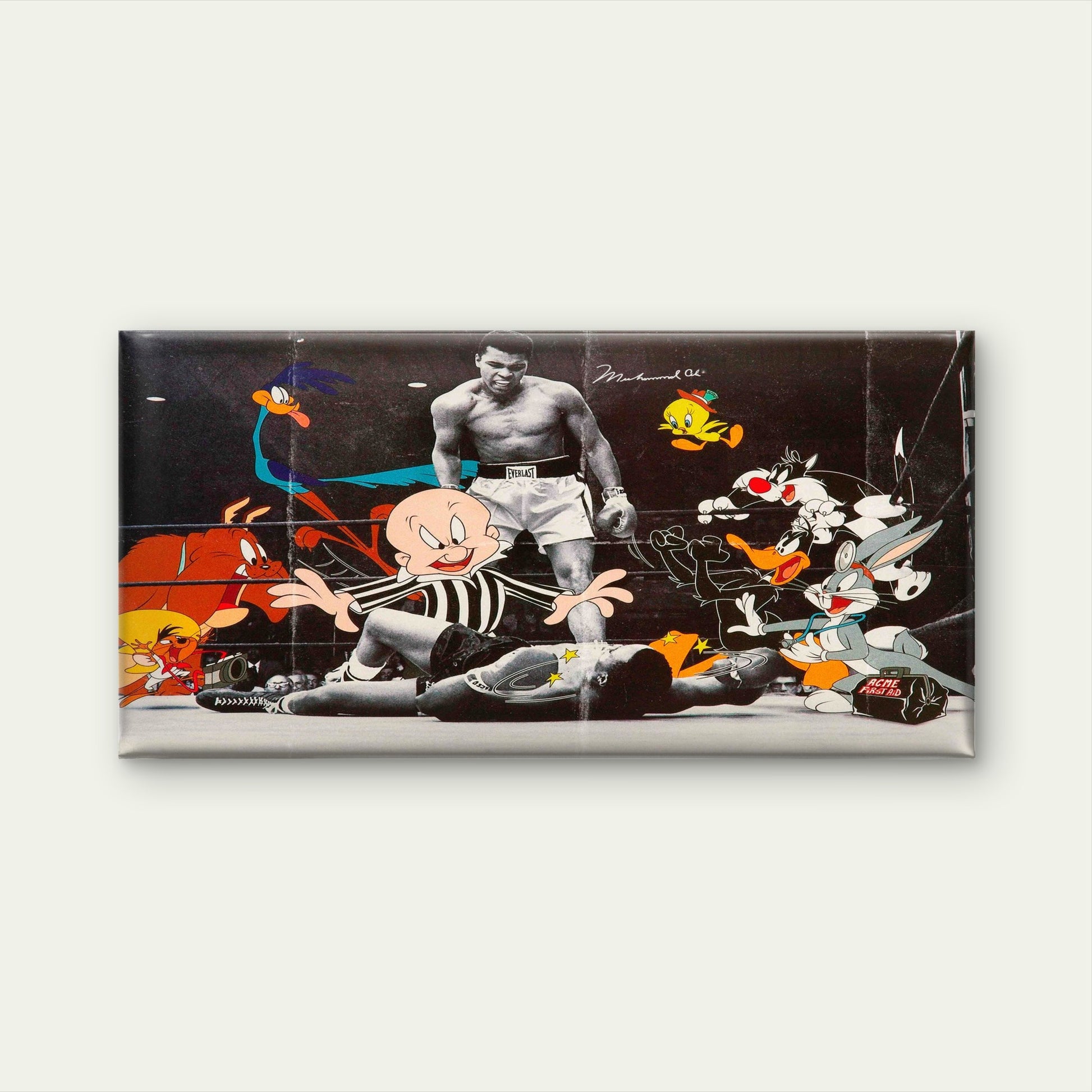 Vintage Boxing Ring Animation Wall Art Canvas Office Home Room Framed 120x60cm - Bella Home Decor