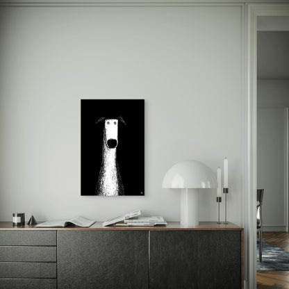 Long White Dog Metal Print Ready to Hang - Bella Home Decor