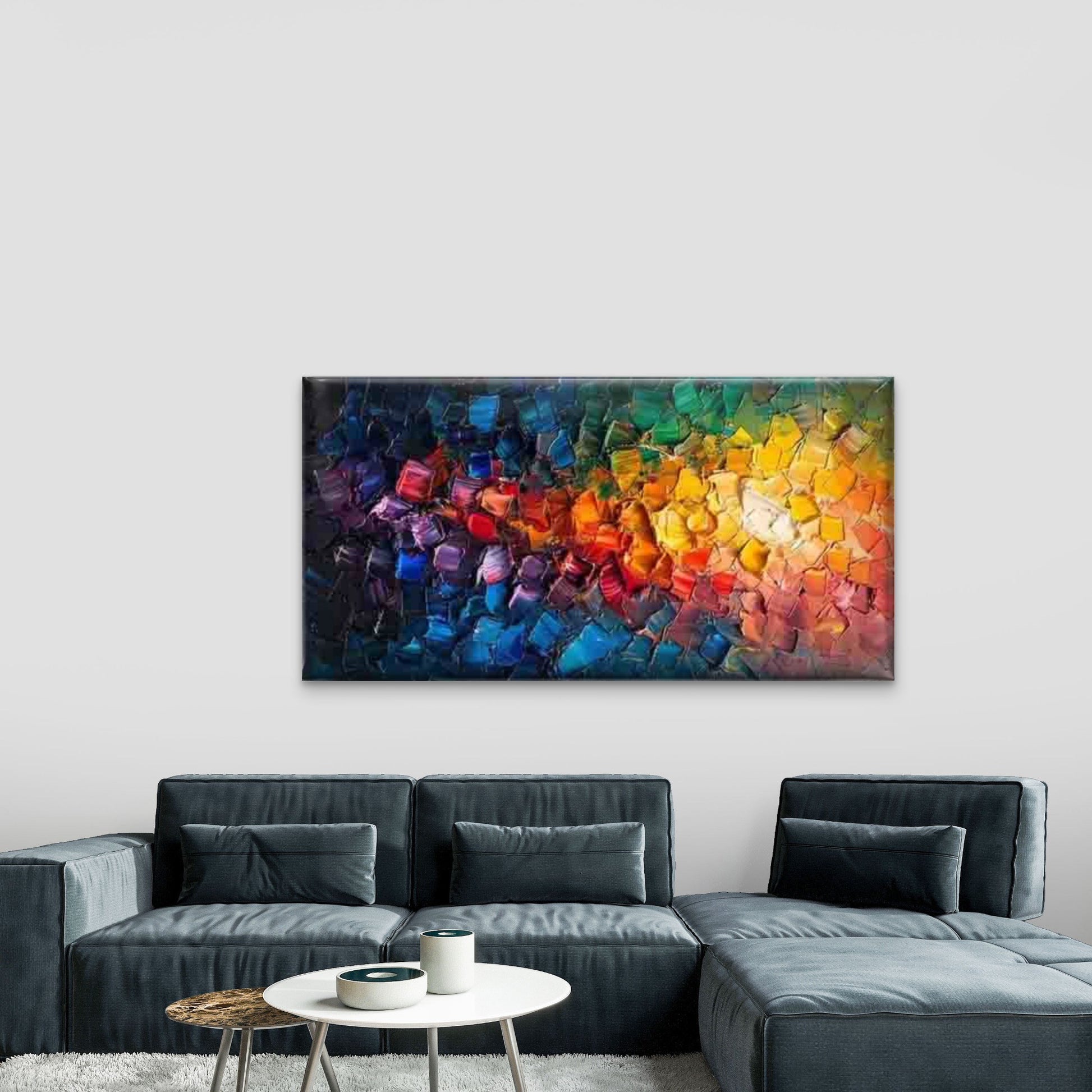Abstract A Rainbow of Colors Wall Art Canvas Office Home Room Framed 120x60cm - Bella Home Decor