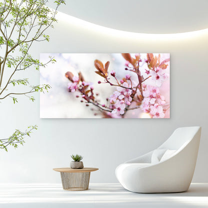 Pink Blossom Spring Beauty Wall Art Canvas Office Home Room Framed 120x60cm