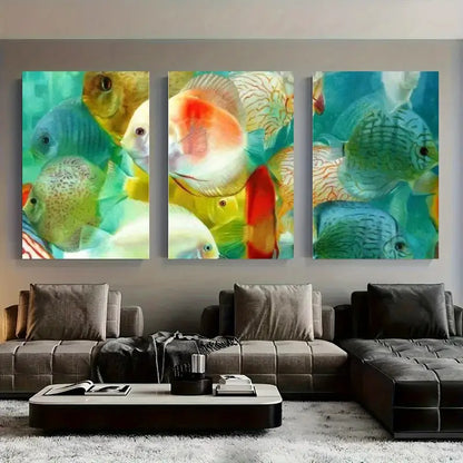 3pcs Clownfish, Angelfish & Butterflyfish Metal Print Ready to Hang Art - Bella Home Decor