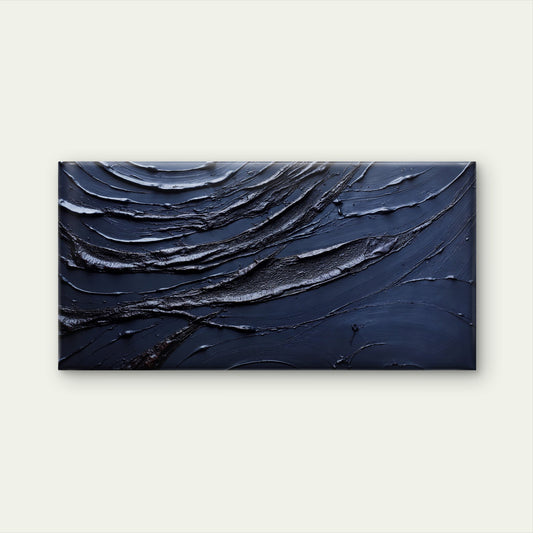 Abstract Minimalist Black Wave Wall Art Canvas Office Home Room Framed 120x60cm