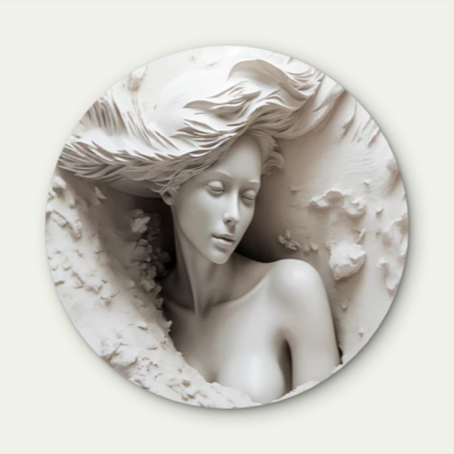 Neutral Colored Mural Statue Girl in Waves Acrylic Glass Rounded Print Tempered Glass Wall Art 100% Made in Australia Ready to Hang - Bella Home Decor