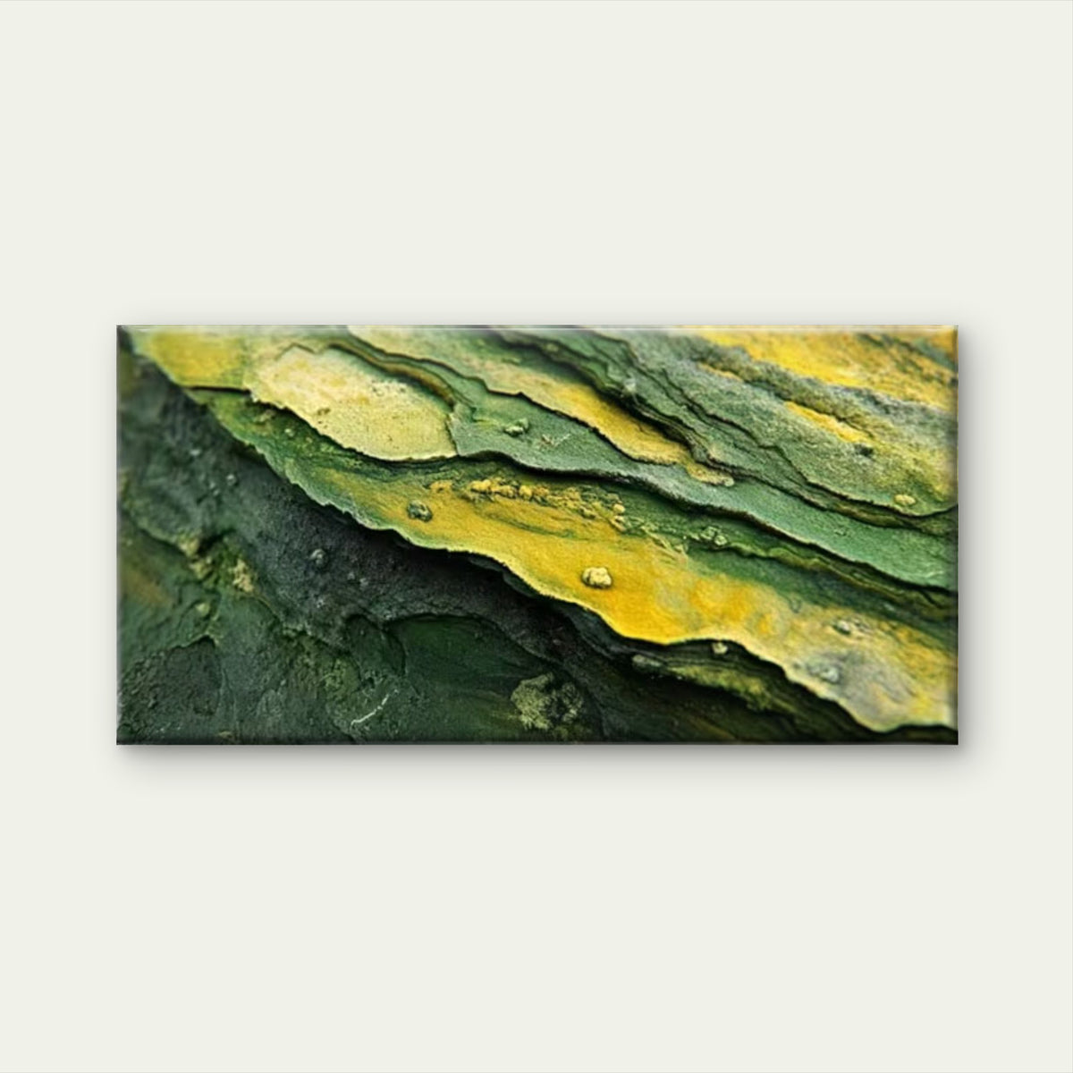 Green & Yellow Textured Design Wall Art Canvas Office Home Room Framed 120x60cm