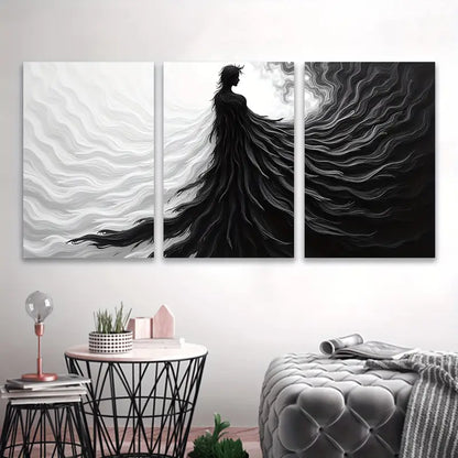 3pcs Black and White Modern Abstract Painting Wall Art Set Canvas Framed 40x60cm - High Quality Print 100% Australian Made Wall Canvas Ready to Hang - Bella Home Decor