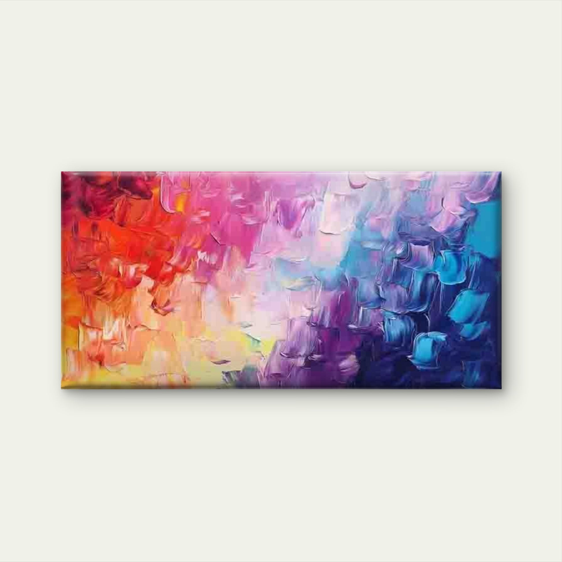 Colorful Abstract Brushstroke Wall Art Canvas Office Home Room Framed 120x60cm - Bella Home Decor