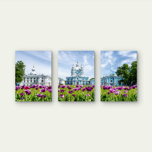 3pcs Russian Baroque Cathedral Architecture Wall Art Set Canvas Framed 60x90cm - High Quality Print 100% Australian Made Wall Canvas Ready to Hang