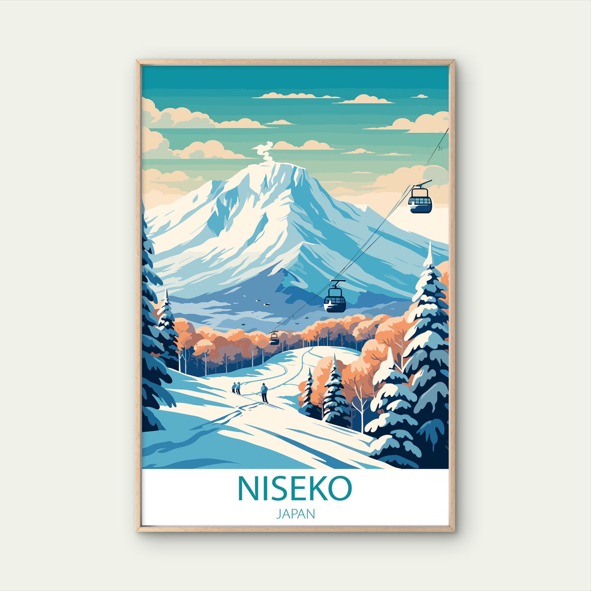Niseko Japan Ski Resort Mount Yotei Mountain Travel Poster Print Wall Art