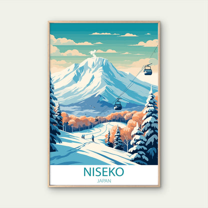 Niseko Japan Ski Resort Mount Yotei Mountain Travel Poster Print Wall Art