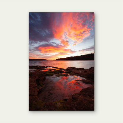 Crimson Sky Sea Coast Reef Reflection 40x60cm Metal Print Ready to Hang