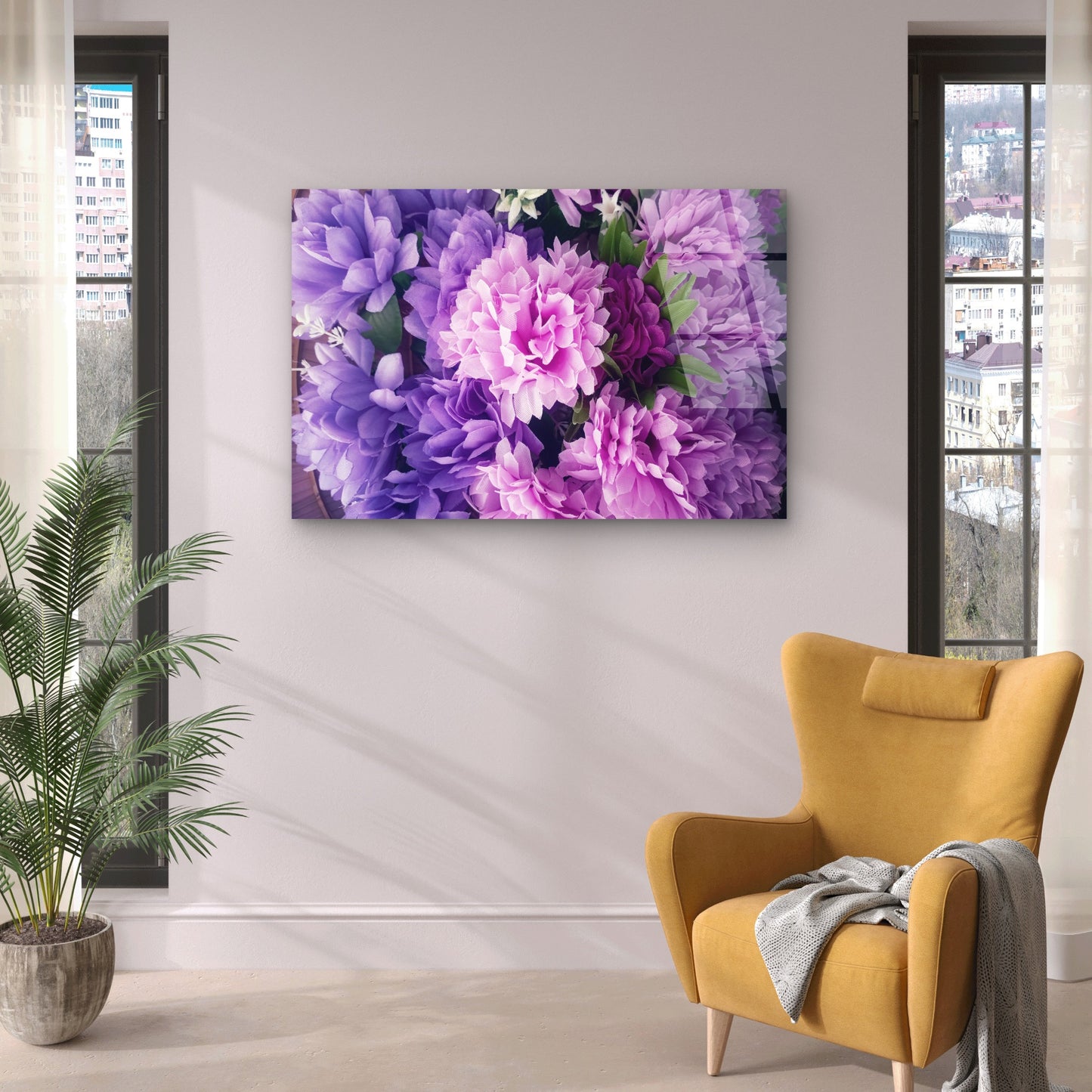 Purple Carnation Flower Petal Bloom   Acrylic Glass Printing Wall Art Australian Made Quality