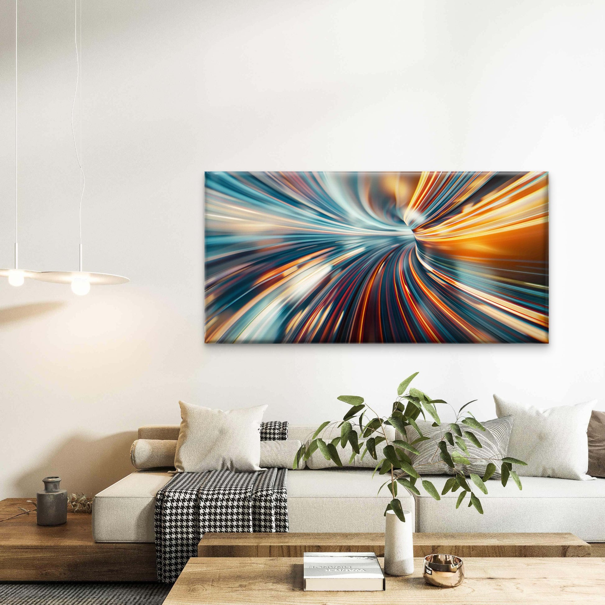 Abstract Lines Blur Speed Wall Art Canvas Office Home Room Framed 120x60cm - Bella Home Decor