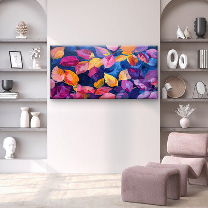 Pink Purple Orange Leaf Wall Art Canvas Office Home Room Framed 120x60cm