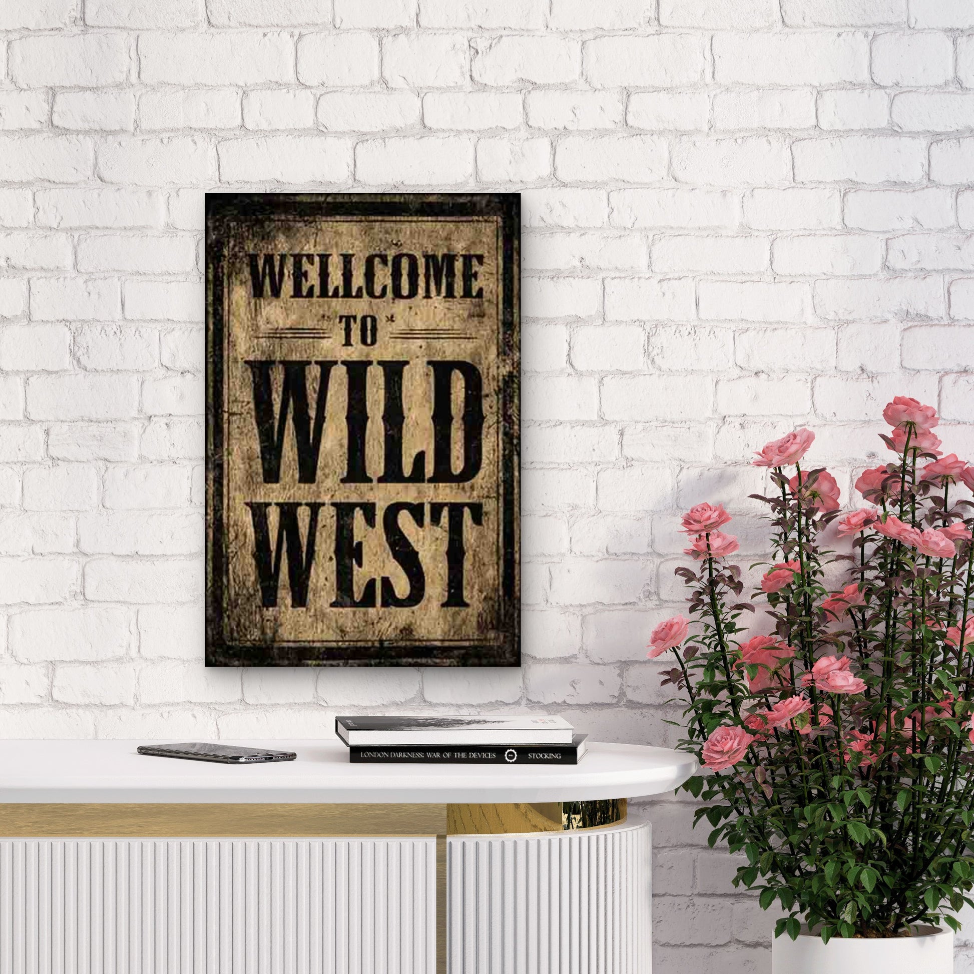 Welcome to Wild West 60x90cm Metal Print Ready to Hang - Bella Home Decor