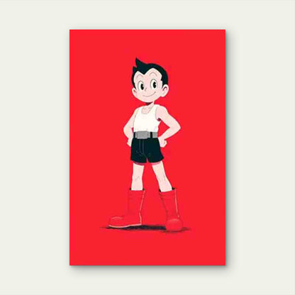 Iconic Astro Boy Standing Proud Retro Anime Manga 60x90cm Metal Print Ready to Hang - Bella Home Decor