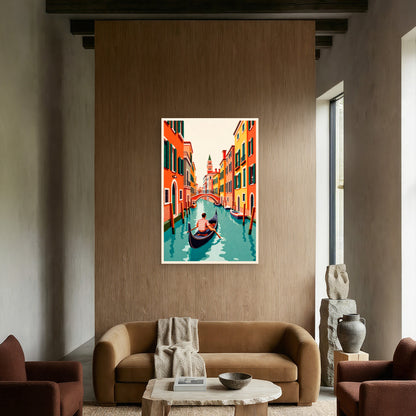 Vintage Design of Venice, Italy 40x60cm Metal Print Ready to Hang