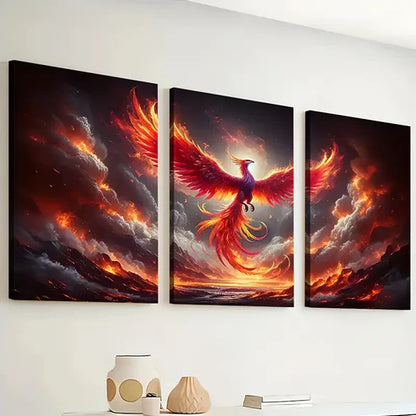 3pcs Mythical Animal Phoenix Art Wall Art Set Canvas Unframed - High Quality Print 100% Australian Made Wall Canvas