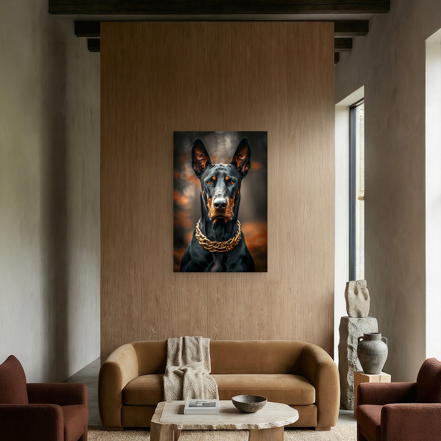Portrait Adorable Doberman Dog 40x60cm Metal Print Ready to Hang