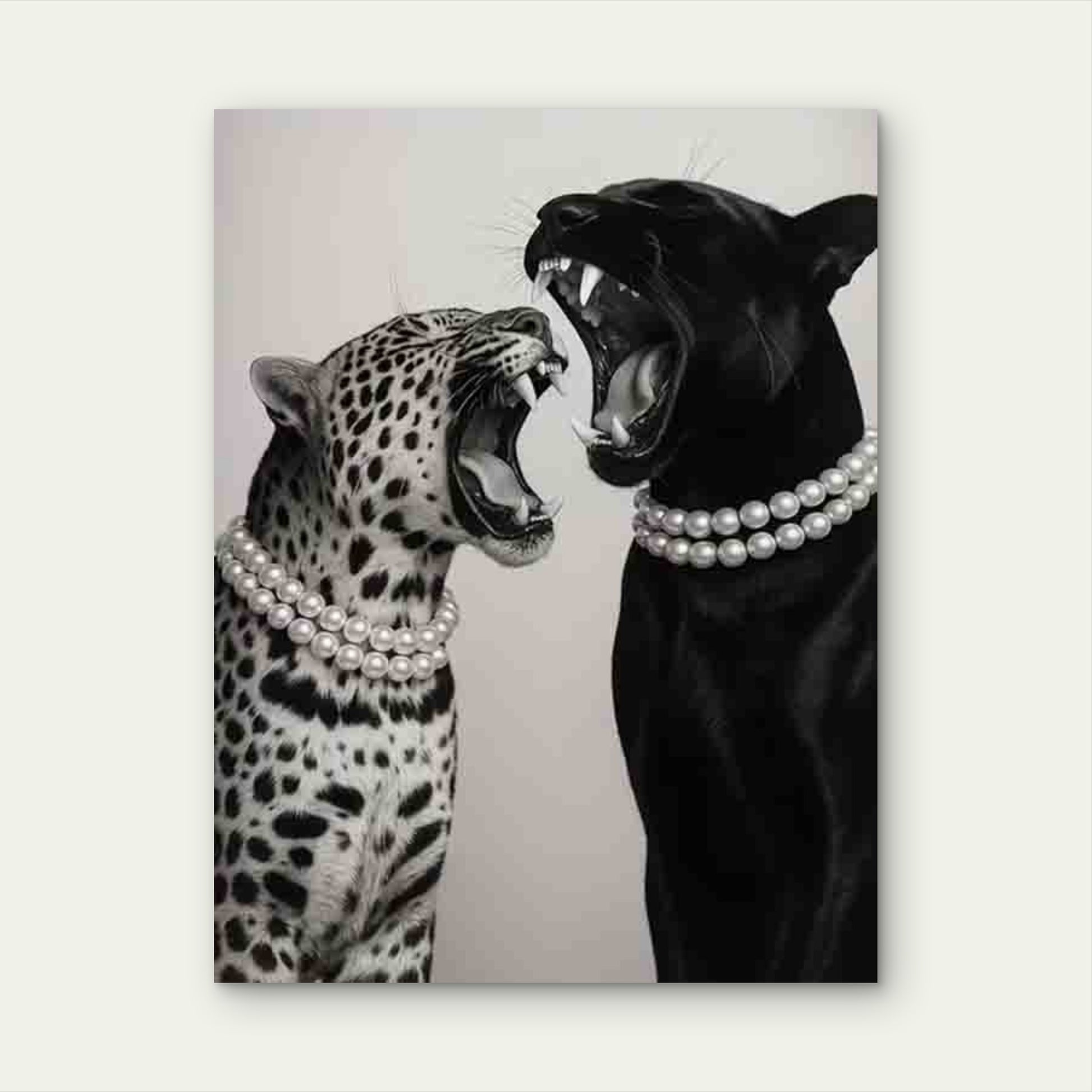 Retro Jaw-Wide Leopards 60x90cm Metal Print Ready to Hang