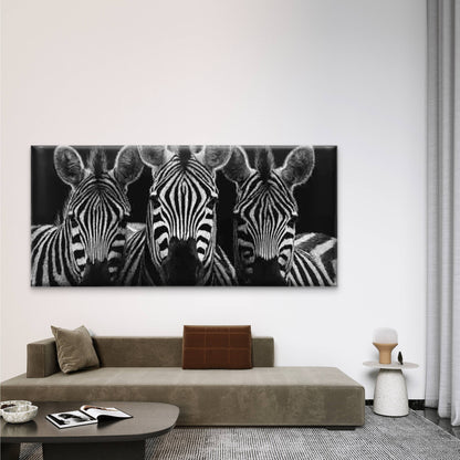 Monochrome Stripes Zebra Wall Art Canvas Office Home Room Framed 120x60cm