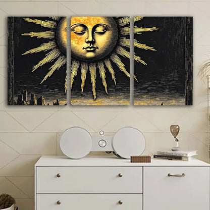 3pcs Sunshine Minimal Aesthetic Poster Wall Art Set Canvas Framed 60x90cm - High Quality Print 100% Australian Made Wall Canvas Ready to Hang