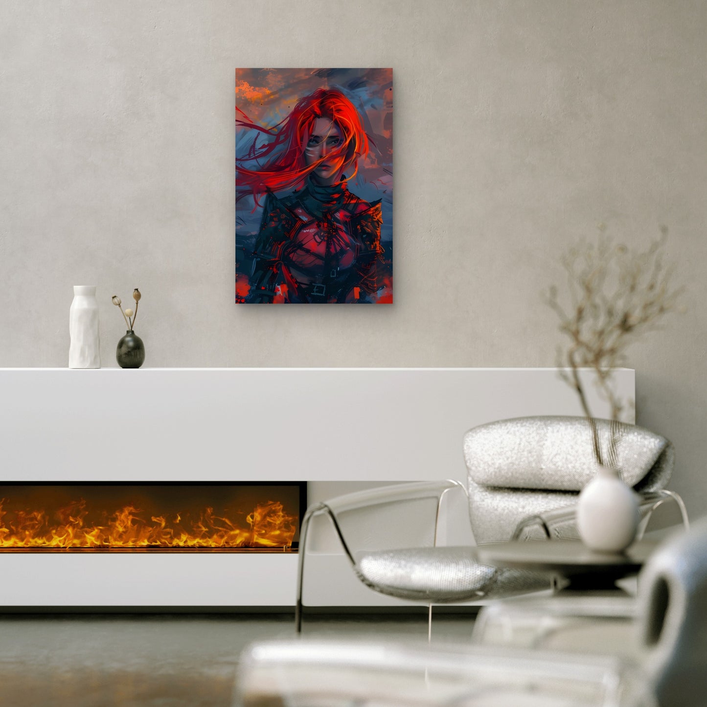 Medieval Knight Girl Illustration 60x90cm Metal Print Ready to Hang