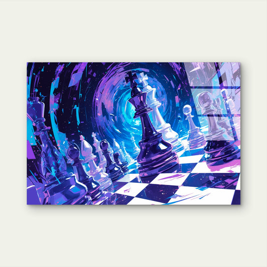 Purple Cosmic Chess Board Art Acrylic Glass Printing Wall Art Australian Made Quality