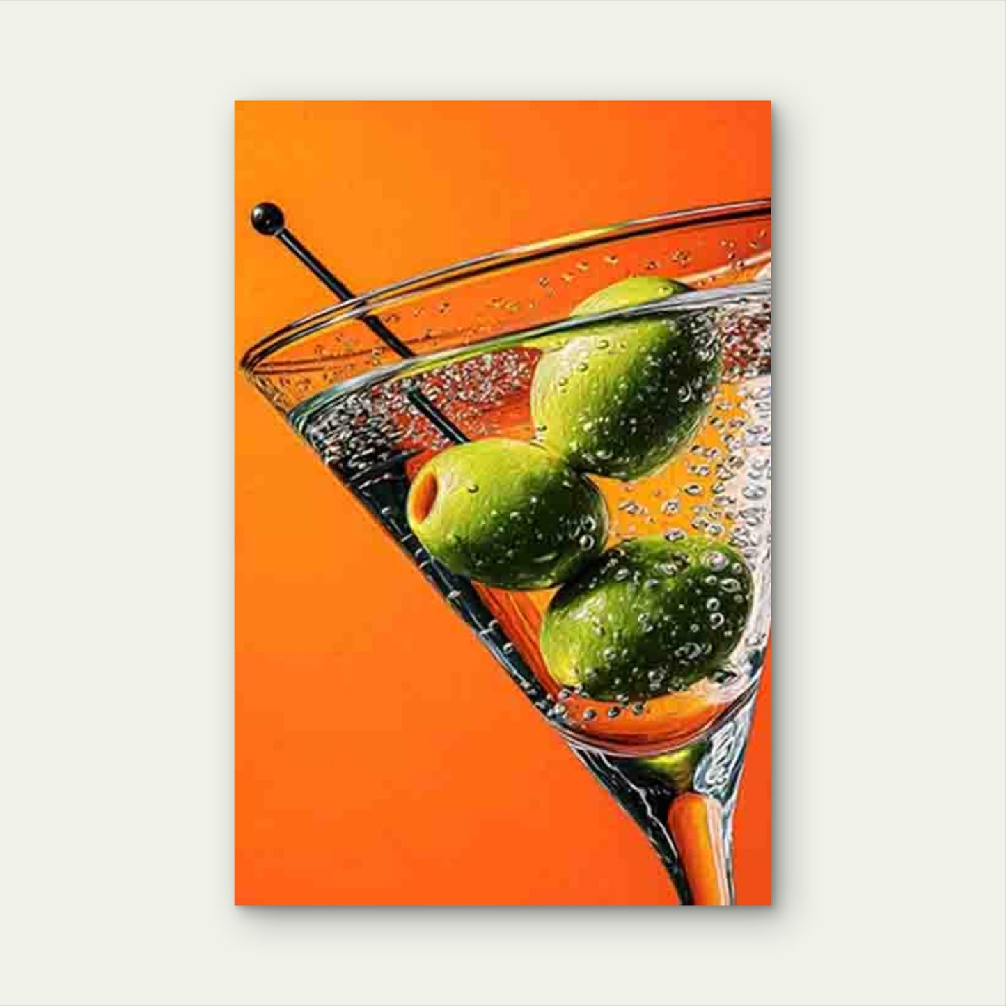 Vibrant Orange & Green Cocktail 60x90cm Metal Print Ready to Hang - Bella Home Decor