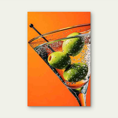 Vibrant Orange & Green Cocktail 60x90cm Metal Print Ready to Hang - Bella Home Decor
