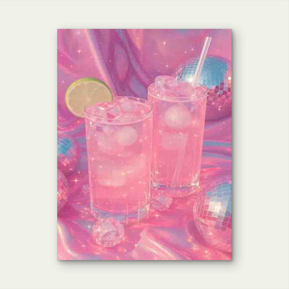 Pink Disco-Themed Modern Retro 40x60cm Metal Print Ready to Hang - Bella Home Decor