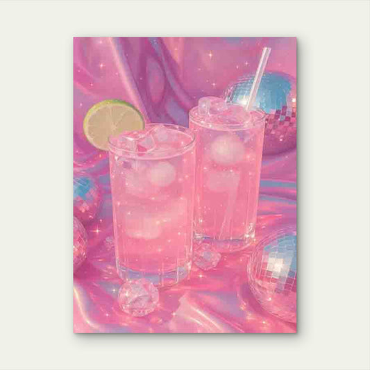 Pink Disco-Themed Modern Retro 40x60cm Metal Print Ready to Hang