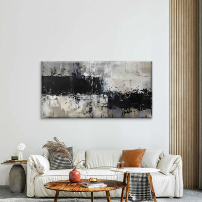 Abstract Black And White Wall Art Canvas Office Home Room Framed 120x60cm