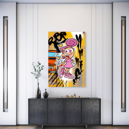 Urban Street Graffiti Pink Magic Fairy Sneaker 40x60cm Metal Print Ready to Hang