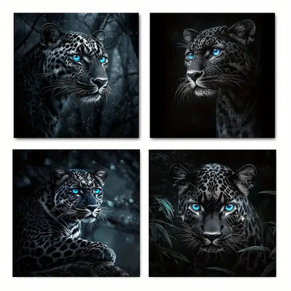 4pcs Cheetahs with blue pupils Modern    Wall Art Canvas Framed