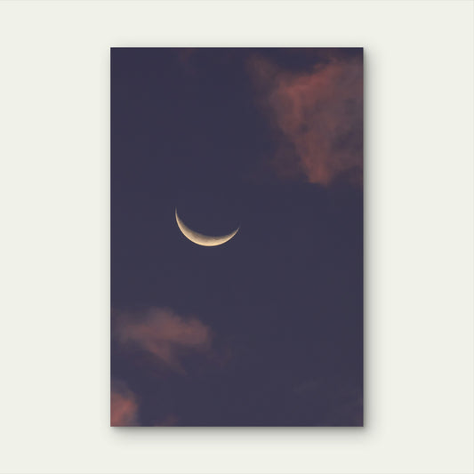 Crescent Moon In A Dusky Sky With Clouds 60x90cm Metal Print Ready to Hang
