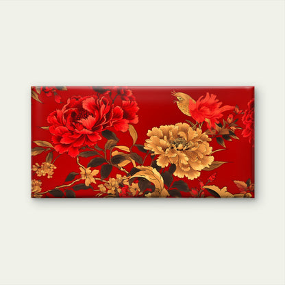 Luxurious Red Peony Art Wall Art Canvas Office Home Room Framed 120x60cm
