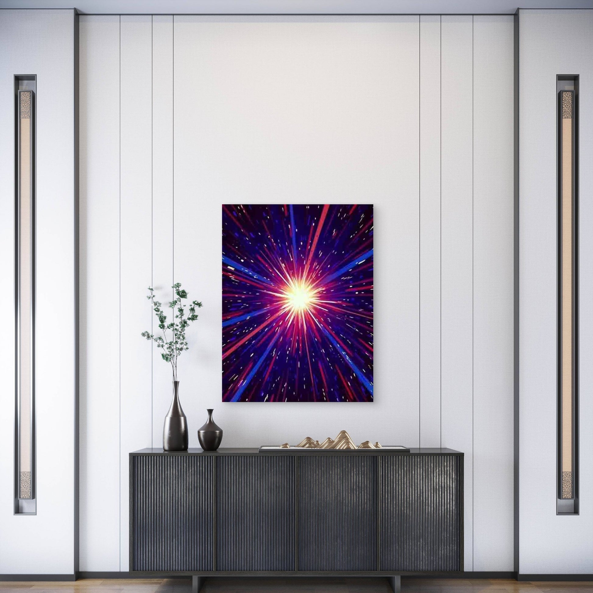 Abstract Cosmic Space Explosion 60x90cm Metal Print Ready to Hang - Bella Home Decor