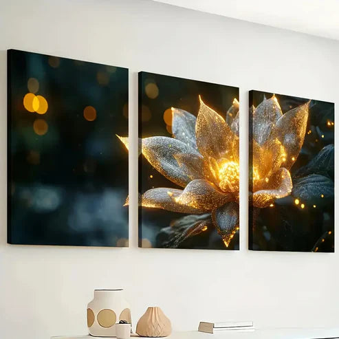 3pcs Ready to Hanging, Modern Fantasy Plant Flower Landscape Wall Art Set Canvas Unframed - High Quality Print 100% Australian Made Wall Canvas