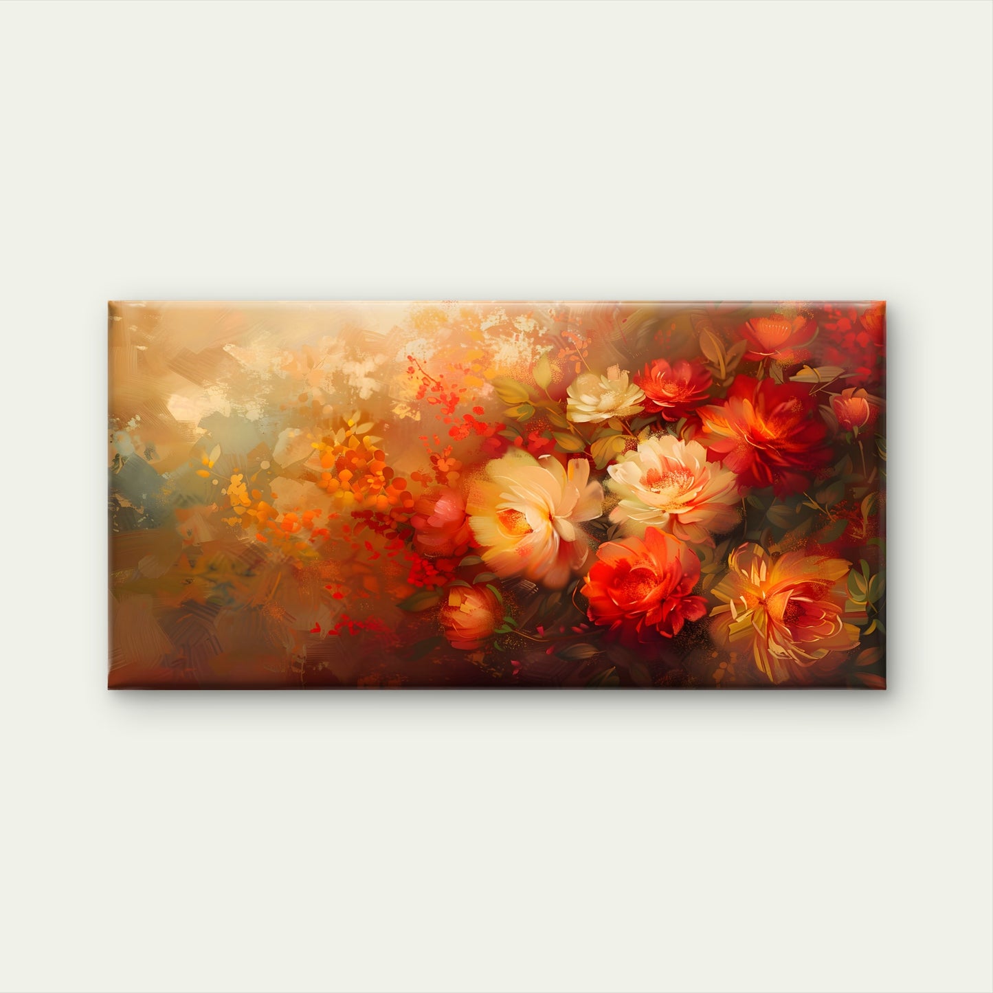 Vibrant Floral Oil Painting Wall Art Canvas Office Home Room Framed 120x60cm
