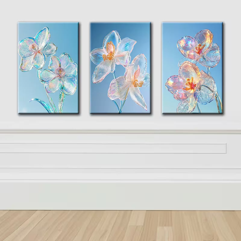 3pcs Luxurious Flowers under the Sky Wall Art Set Canvas Framed 40x60cm - High Quality Print 100% Australian Made Wall Canvas Ready to Hang