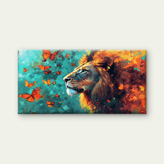 Lion and Butterfly Canvas Wall Art Canvas Office Home Room Framed 120x60cm