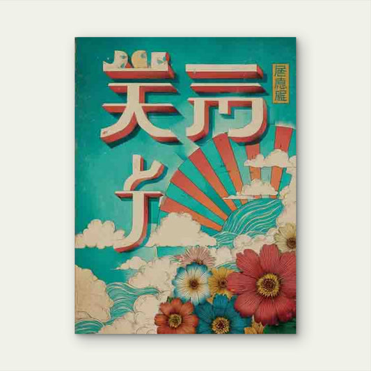 Retro Typography with Red Sunburst Metal Print Ready to Hang