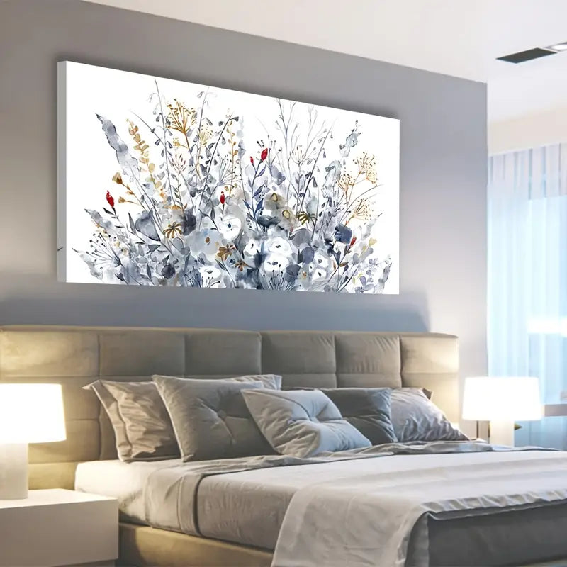 Flowers Vintage Botanical Flower Wall Art canvas office home room framed 120x60cm - Bella Home Decor