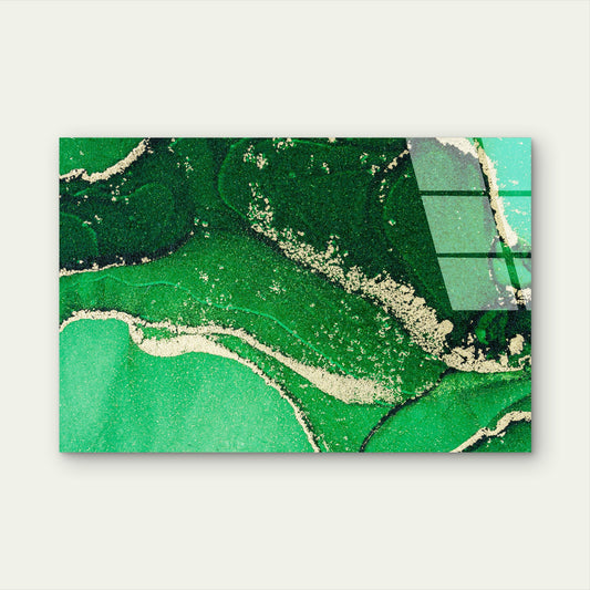 Emerald Green Gold Marble Acrylic Glass Printing Wall Art Australian Made Quality