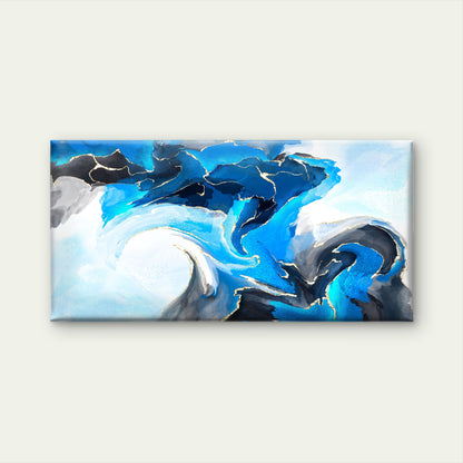 Oceanic Blue Storm Flow Wall Art Canvas Office Home Room Framed 120x60cm